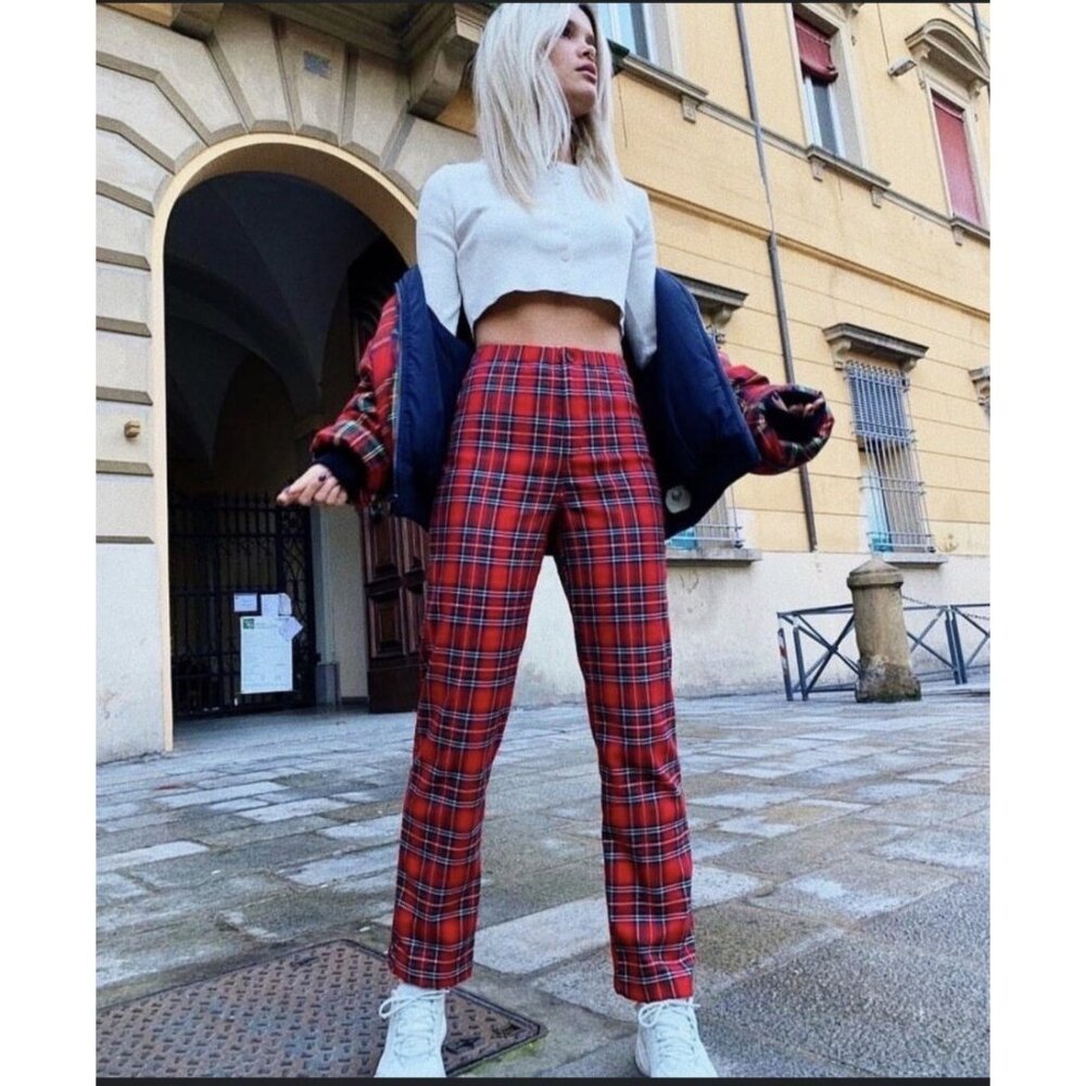 Brandy Melville Tartan Plaid Tilden Pants Size S John Galt Preppy Twee Academia